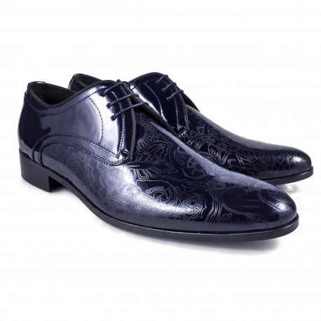 Scarpe eleganti da uomo, scarpe blu da cerimonia, scarpe sposo